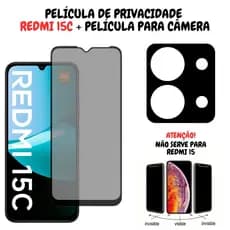 Película De Privacidade Vidro 3D Redmi 15C + Película Para Câmera