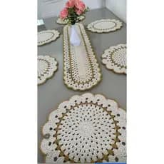 Jogo Americano de Crochê Kit várias Peças Feito à Mão Cores Variadas Sousplat Jantar by Soraia Coutinho Creative Crochet