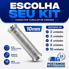 Luva de Emenda Tubular de Compressão para cabo 10mm (de 2 á 10 unidades)