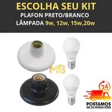 Plafon BRANCO/PRETO Tapa Buraco Bocal Cerâmica E27 Soquete, Lampada 9W, Lampada Led 12W, Lampada 15W