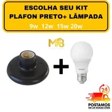 Plafon Preto ''tapa Buraco'' Bocal Cerâmico E27 Soquete, Lampada 9W, Lampada Led 12W, Lampada 15W Lampada 20w