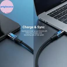 Cabo USB Artglococo 240W Tipo C Qui De Carregamento 1M 2M Fio Resistente Para Smartphone Eficiente No Trabalho BR