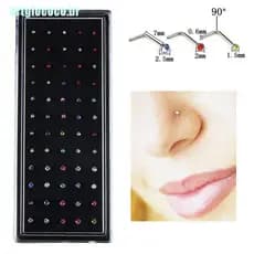 Acbr 60pçs / Conjunto Piercing De Nariz De Aço Inoxidável Em Formato De L
