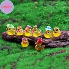 Tlesettrtr 8 Peças De Resina Luminosa Mini Amarelo Duling Miniaturas Casa De Boneca Que Brilha No Escuro Estatuetas Dus
