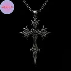 Tlesettrtr Cruz Nelace Vintage Gótico Prata Crucifixo Religioso Pingente Jóias Presentes De Natal Para Mulheres Homens B
