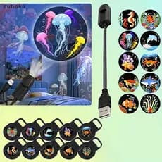 sutiska LED Luz De Projeção USB Projetor Ocean Life Lâmpada Com 16 Padrões BR