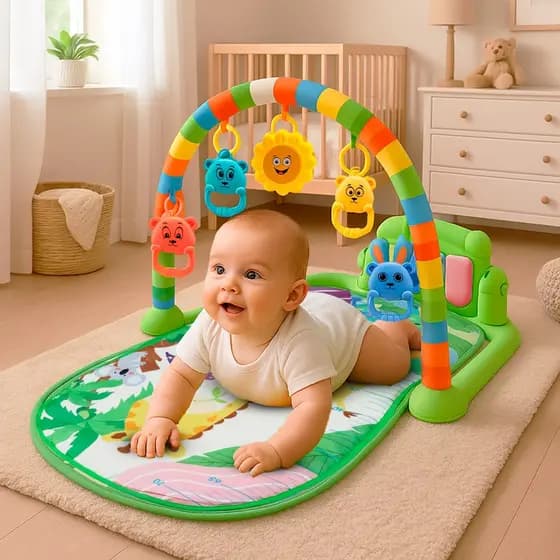 Tapete De Atividades Para Bebê Piano Musical Educativo Ginásio Interativo Macio Com Móbile Sensorial