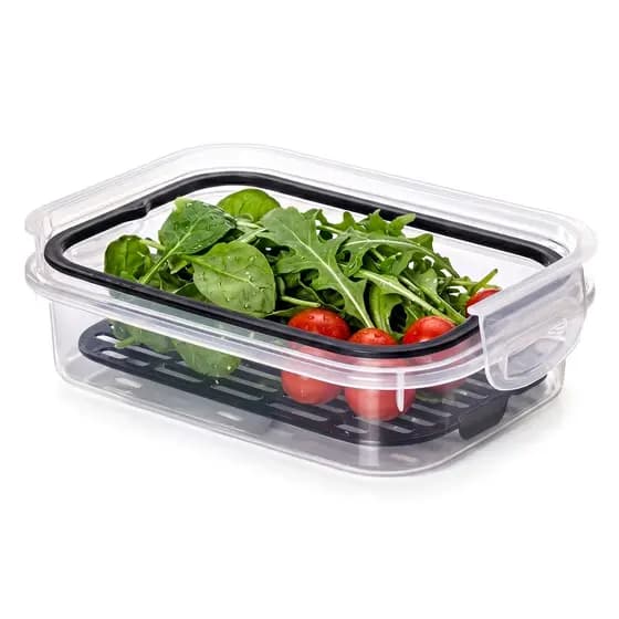 Pote Hermético Plástico Retangular Porta Frios Com Escorredor 500 Ml - Plasútil