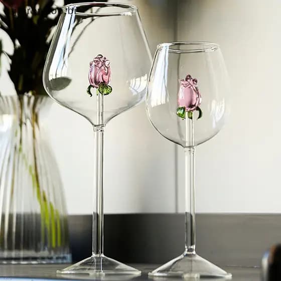 jiarenitop Criativo 3D Rosa De Vidro Construído Em Copo Tinto Vinho Branco Bebidas Goblet Flauta De Champanhe Doméstica Lovely Valene Gift br