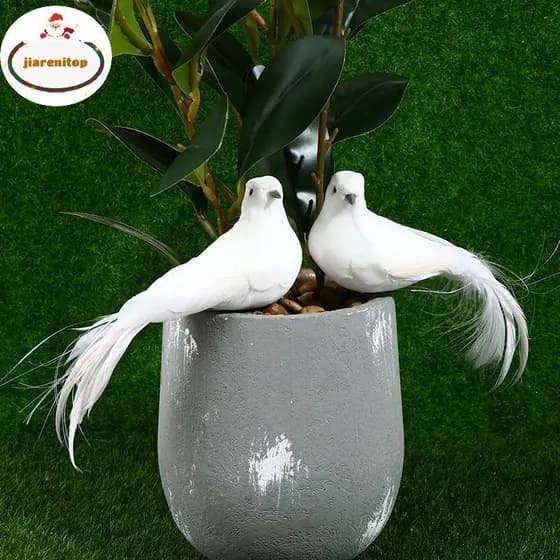 jiarenitop 2 Peças De Penas De Pombas Brancas , Espuma Artificial , Amante Da Paz , Pássaros , Decoração De Casa br