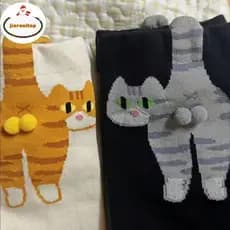 jiarenitop 1/2 Par De Bolas De Gato Fofas De Desenho Animado De Algodão Sos Kawaii Lolita Tricô Mulheres Meninas Tubo Mé