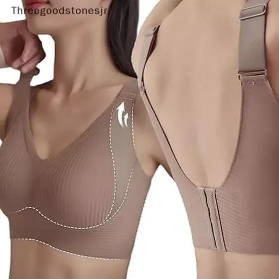 TGS 2025 Roupa Íntima Feminina Sem Costura Estilo Fino Seios Grandes Pequenos Fio Plus Size Sutiã Removível E Anti-Flaci