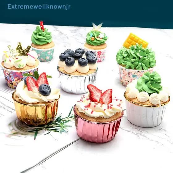 EJBR 50 Unidades/Pacote Forro De Cupcake Envoltórios De Bolo Bandeja De Copo De Cozimento Caso Copos De Papel Quente
