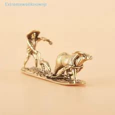 EJBR Escultura De Chá De Latão Vintage Para Animais De Estimação-Agricultor Antigo Com Artesanato De Metal De Vaca Decor