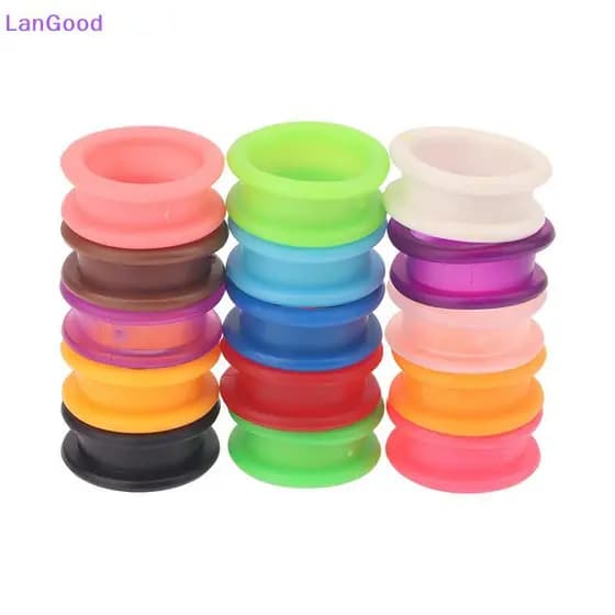 LanGood 10 Pçs Profissional Barbeiro Tesouras De Cabelo Tesoura Anéis De Dedo Apertos Inserções Anel De Silicone Macio P