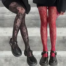 Meia-Calça-Meias Justas Finas-Jacquard Estampado De Flores , Vazadas Leggings Arrastão-Anti-Gancho , Elástico , Macio-Lo
