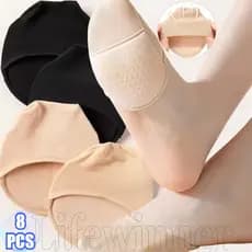 2-8 Pcs Almofada De Antepé De Salto Alto De Cor Sólida-Meias De Meio Dedo De Gel Respirável-Confortáveis , Respiráveis-P
