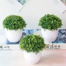 Mini Plantas Artificiais Verdes Bonsai Com Vaso De Plástico / Plantas Artificiais Para Home Office Banheiro Mesa Decoração Do Quarto