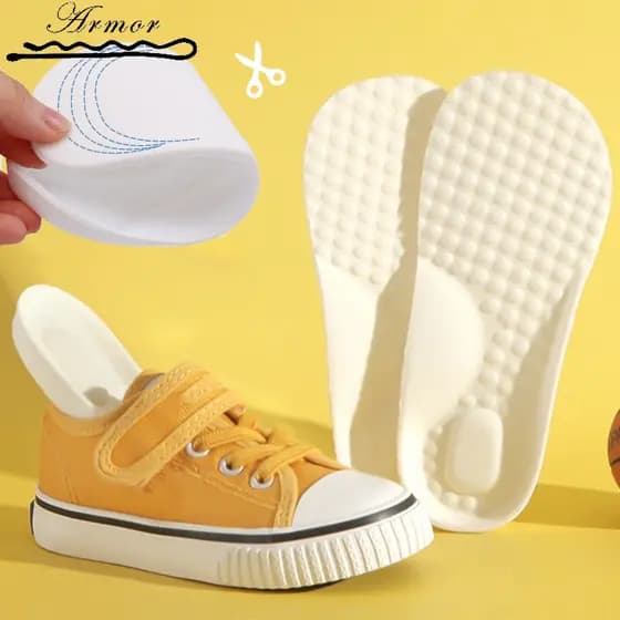Palmilhas Elásticas Confortáveis Para Crianças/Cuttable Macio Absorção De Choque Espuma Pad/Cuidados Com Os Pés Ortopédicas Antiderrapante Meninos E Meninas