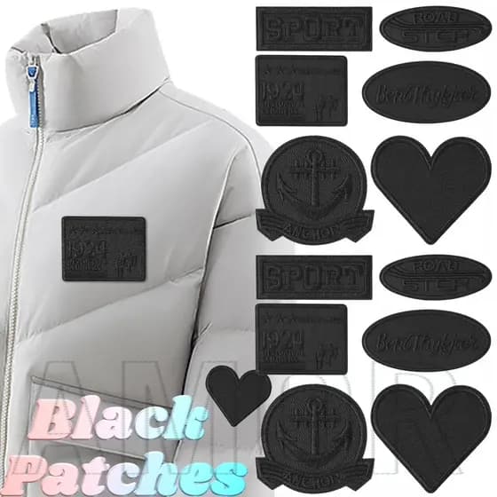 Adesivos Autocolantes Sem Rastro-Pretos Laváveis-Bordados Com Padrão Quadrado Do Amor-Para Jaquetas , Roupas , Reparo De Bolsas-Multiuso , Decoração De Bricolagem