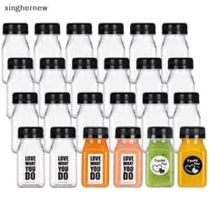 xinghernew Recipiente De Bebida 4 Peças Garrafas De Suco 120ml Vazio Transparente Café Milktea Garrafa De Plástico Quadr