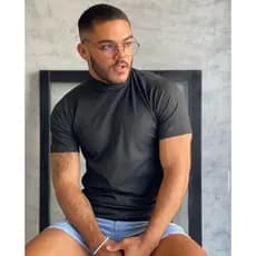 Camiseta Masculina Moda Social Slim Malha Canelada Blusa Gola Alta Manga Curta Promoção