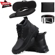 Kit Coturno Masculino +Cinto + Chinelo + Carteira Lançamento