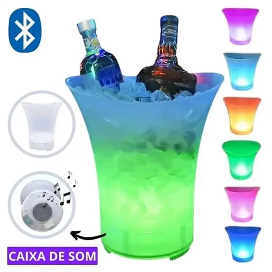 Balde Gelo Rgb Caixa De Som Integrada Bluetooth Regarrecável