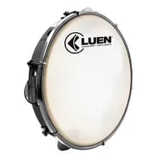 Pandeiro Profissional Luen 10 Abs Preto Pele Leitosa