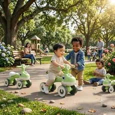 Bicicleta Infantil Equilibrio Dino Verde Com Luz 4 Rodas Leve
