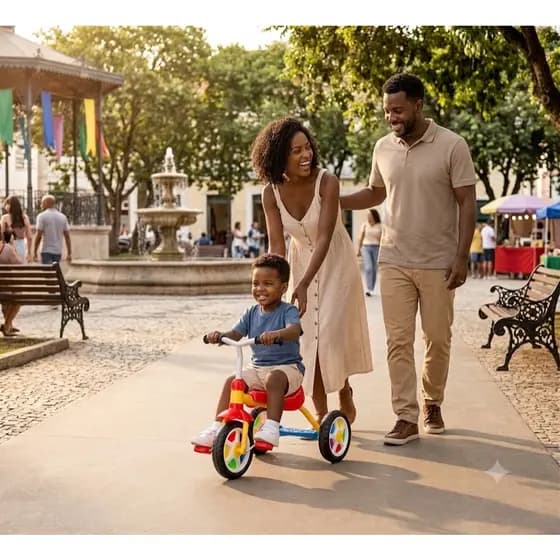 Triciclo Infantil Vermelho Amarelo Pedal Veículo Criança Passeio