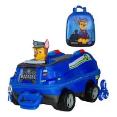 Kit Mochila Escolar Patrulha Canina Chase Carro Infantil Rodinhas 3D