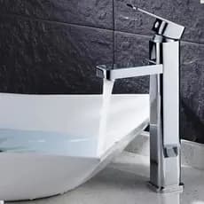 Torneira Banheiro Misturador Monocomando Lavabo Bica Alta Quadrada Metal