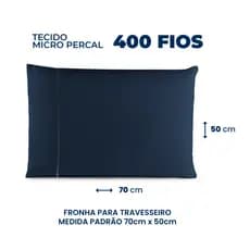 Fronha Micropercal 400 Fios 50 cm x 70 cm com Ponto Palito