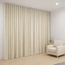 Cortina Linho Gaze Flame com Blackout 80% para Trilho Duplo Sistema Wave