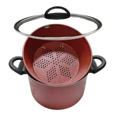 Panela Caçarola  Vapor Cuscuzeiro Antiaderente  Tampa Vidro
