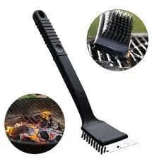 Escova e Raspador Limpa Grelha Churrasco Aço Inox Cabo Plástico 30 cm