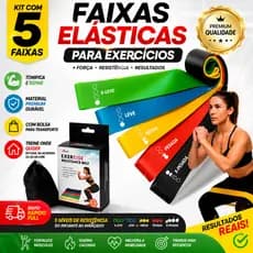 KIT 5 FAIXAS ELÁSTICAS DE RESISTÊNCIA PARA EXERCÍCIOS | FUNCIONAL, MUSCULAÇÃO, PILATES E CROSSFIT