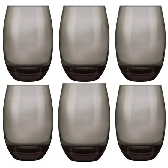 Jogo Copos Vidro Suco Agua Aruba 465Ml Nadir Cinza 6 uni