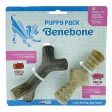 Benebone Puppy 2-Pack Maple + Zaggler Mordedor Saborizado Bacon Interativo para Cães Filhotes