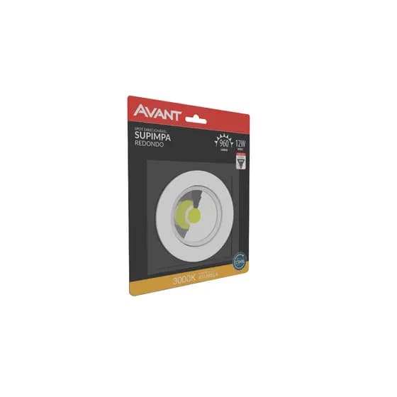 Spot Led Embutir Redondo 12w Bivolt Avant Branco Quente 3000K