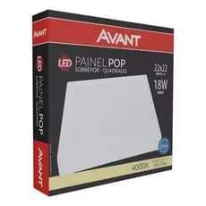 Painel Led Quadrado Sobrepor 18w Bivolt Neutro 4000k Avant