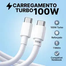 Cabo USB-C para USB-C 100W Turbo Power Delivery Notebook MacBook para iPhone 15 16 17 Samsung 1 M