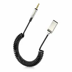 Adaptador Bluetooth 5.0 Carro Receptor Áudio USB P2 Cabo Espiral Microfone Som