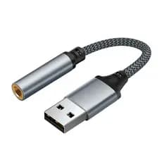 Adaptador de Áudio USB para P2 (3.5mm) - Placa de Som Externa Portátil para Fone e Microfone
