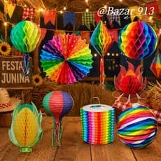 Enfeite Balão Festa Junina Papel Várias Modelos Colorido Decoração Arraial 6132