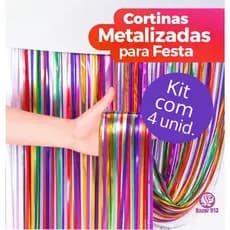 Kit 4 /3/2/1 Cortina Metalizada Coloridas Carnaval Festas Decoração