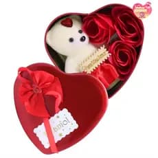 Caixa De Presente Coração Com Urso Te Amo or I Love You E Flores DIA DAS NAMORADOS e Mães Amiga
