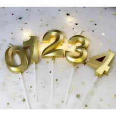 Kit 2 Vela de Aniversário Números Dourado Luxo Para Bolo Festa