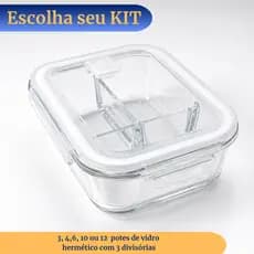 Potes Herméticos com 3 Divisórias 1000ml | Marmita | Fitness | Kit Com 3 à 12 potes- Escolha o Seu!